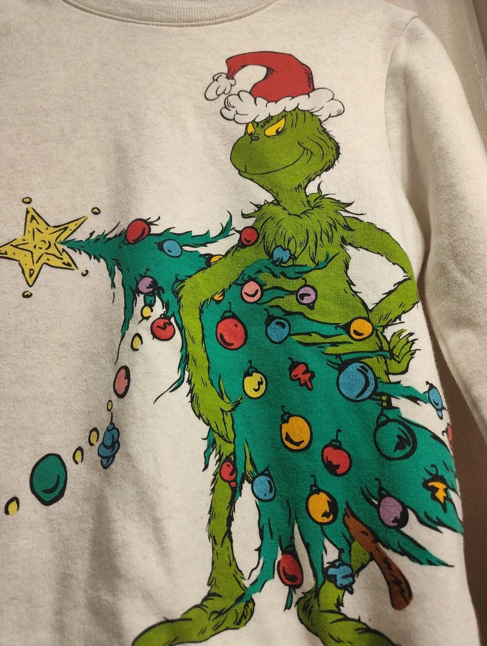 The Grinch Dr Seuss Sweatshirt Crew Neck Christmas Long Sleeve Girls Youth Med